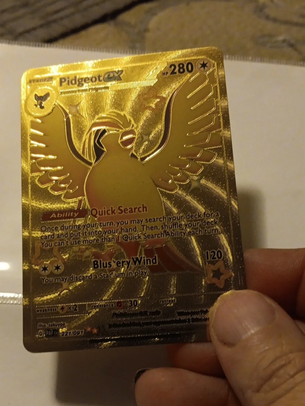 Pidgeot GX Collectible Gold Trading Card